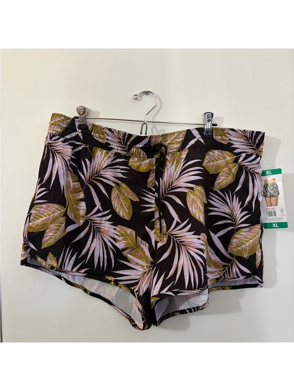 NWT Women’s XL Hurley Tropical Leaf Print Swim Shorts Tote3